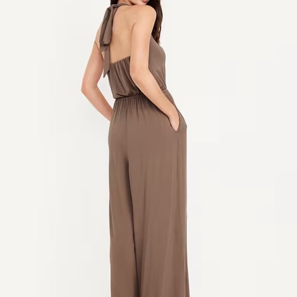 Old Navy Size 4X | Waist-Defined Halter Jumpsuit | Color New Taupe - Picture 2 of 3